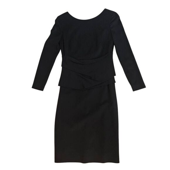 A-K-R-I-S Punto Womens Crew Drape Detail Long Sleeve Shift Dress Black Small - Picture 1 of 12